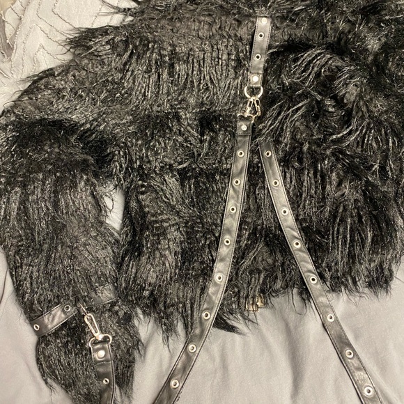 Killstar Glampire Faux Fur Coat with Strap Details (Read Desc. Custom Hardware) - Picture 12 of 13